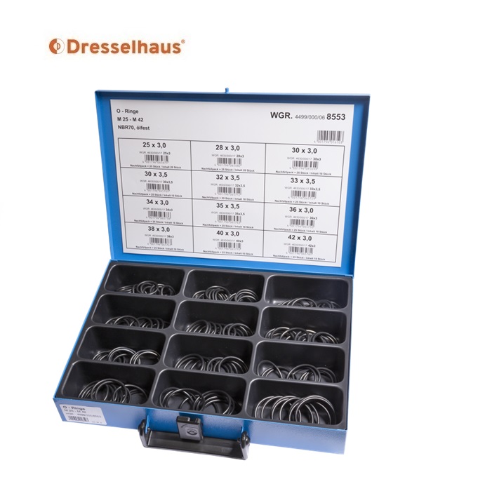 Assortimentskoffer O-ringen NBR 70 oliebestendig (18 vaks / 700 stuks, ge | DKMTools - DKM Tools