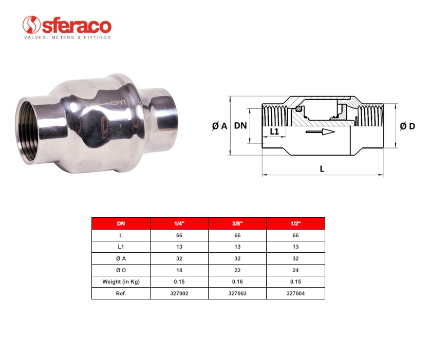 Veerbelaste terugslagklep 329 BSP DN50 - 2