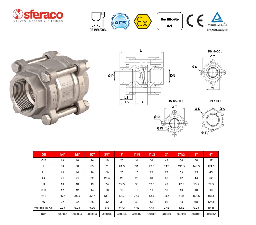 Veerbelaste terugslagklep 380 BSP DN8 - 1/4