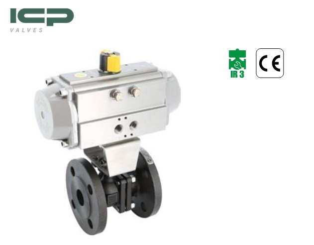 Pneumatische Gietijzeren kogelkraan 505 DN100 + RE101 Dubbelwerkend / DP=10bar max | DKMTools - DKM Tools