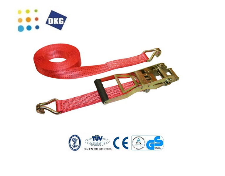 Spanband 2 delig 5000kg + punthaken 50mm Rood | dkmtools