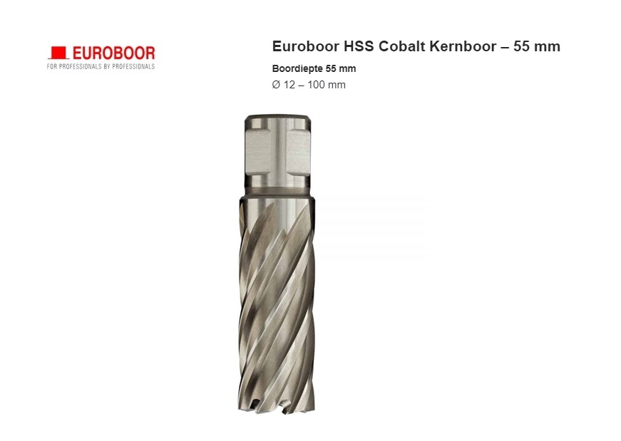 Cobalt Kernboor 55 mm Weldon Euroboor | DKMTools - DKM Tools