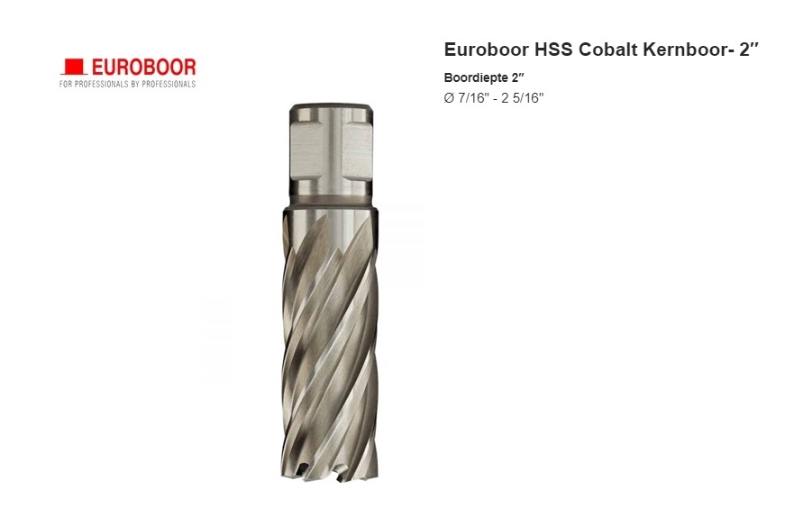 Cobalt Kernboor 2 inch HSS Weldon Euroboor | dkmtools