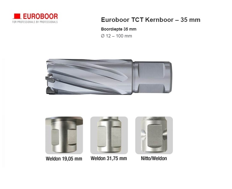 TCT Kernboor 35 mm Weldon | dkmtools