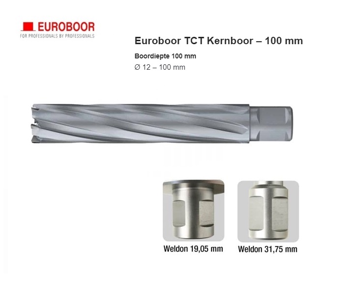 TCT Kernboor 100 mm Weldon | DKMTools - DKM Tools