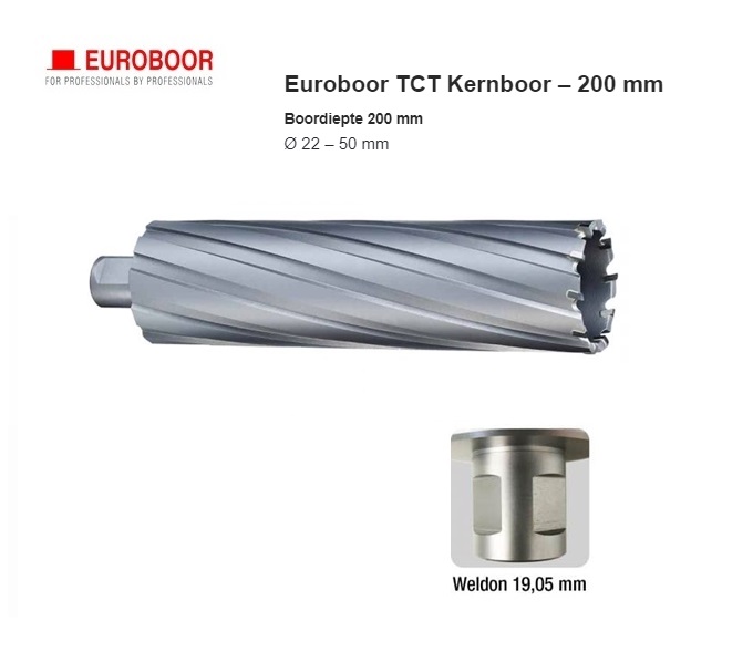 TCT Kernboor 200 mm Weldon | DKMTools - DKM Tools