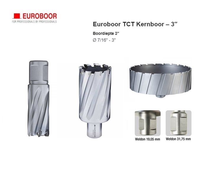 TCT Kernboor 3 inch Weldon | DKMTools - DKM Tools