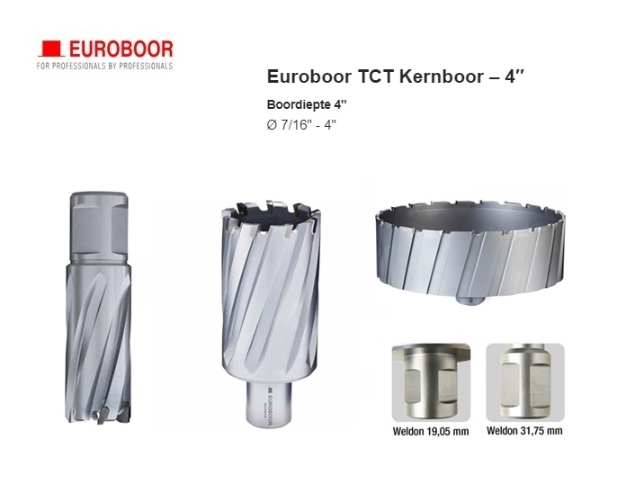 TCT Kernboor 4 inch Weldon | DKMTools - DKM Tools